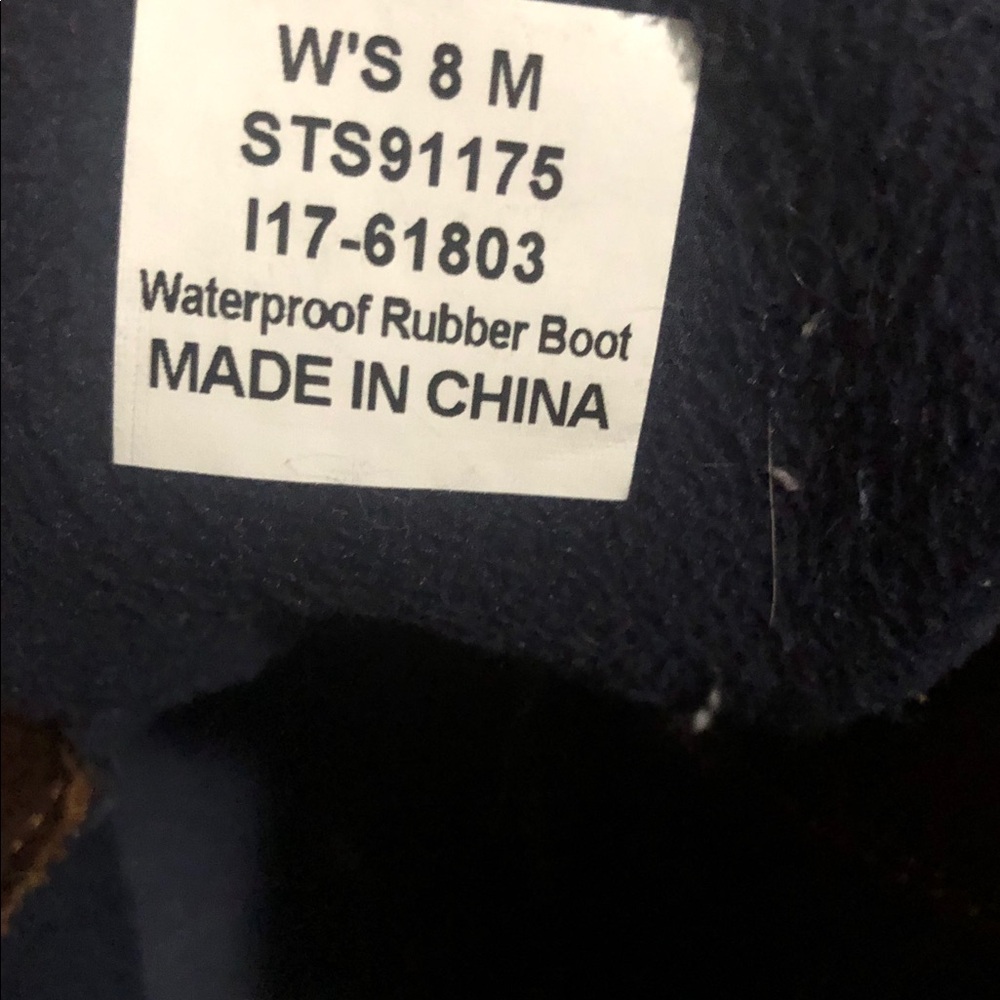 SPERRY Women's Duck Rain Boots Navy Brown Size 8M - Picture 4 of 10